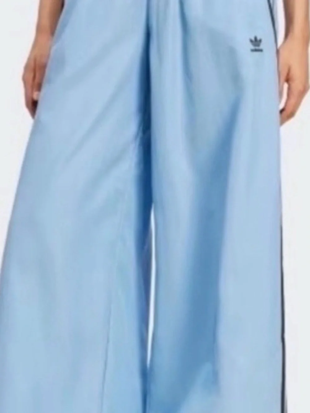 NWT Adidas Light Blue Wide-Leg Track Pants with Trefoil small - Picture 2 of 5